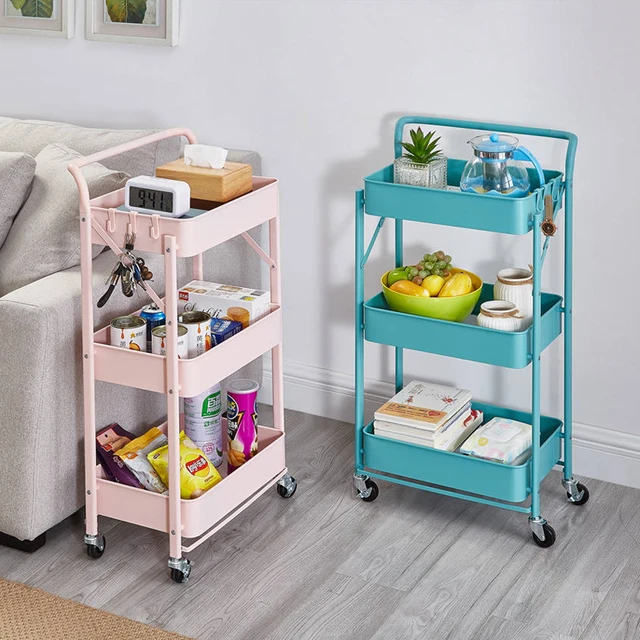 Oficina Dormitorio Carro de Almacenamiento de 3 Niveles Cocina Blanco