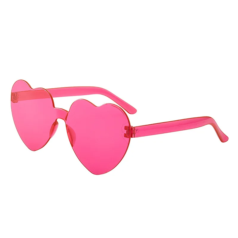 

Heart Shape Sunglasses Women Rimless Frame Tint Clear Lens Colorful Sun Glasses Red Pink Yellow Shades Love Roses Sunglasses, Full print