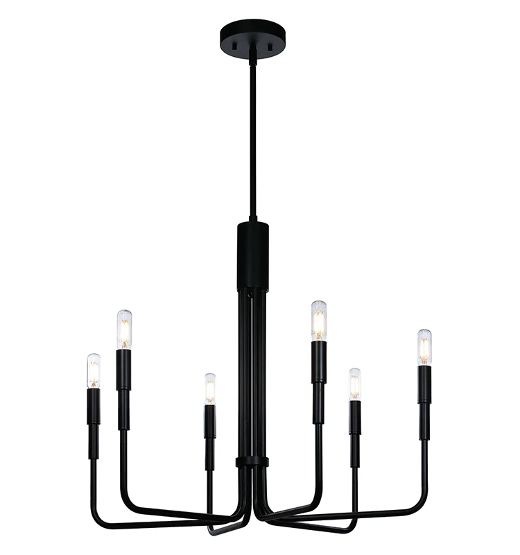 XiNBEi 6 Light Adjustable Pendant Ceiling Light Modern Black Custom Chandelier light for Living Dining Home