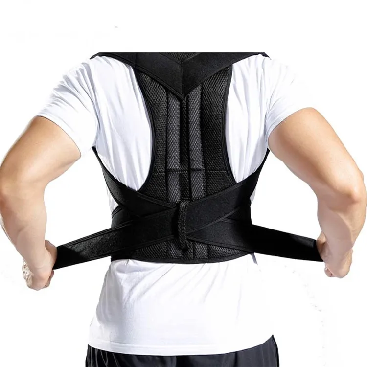 

Custom Logo Size Adjustable Lumbar Back Brace Posture Corrector for men women for Improve Posture Provide and Back Pain Relief, Black