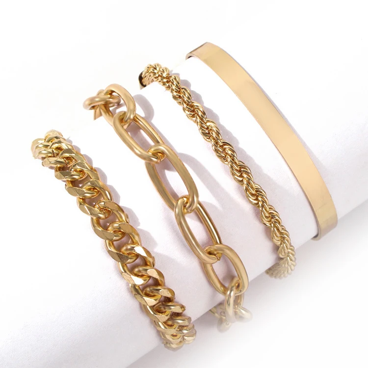 

Charare exaggerated gold plated thick chain bracelet bangle accessories