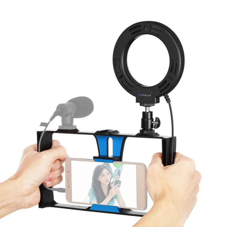 

PULUZ 2 in 1 Vlogging Live Broadcast Smartphone Video Rig 4.7 inch 12cm Ring LED Selfie Light Kits for Iphone Other Smartphones