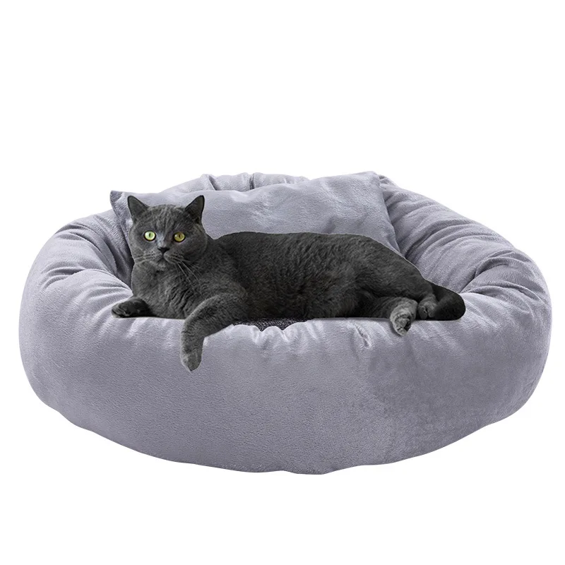 

wholesale soft cushion set indoor warm pet nest washable luxury kitty and large cat dog kennel cat bed, Gray