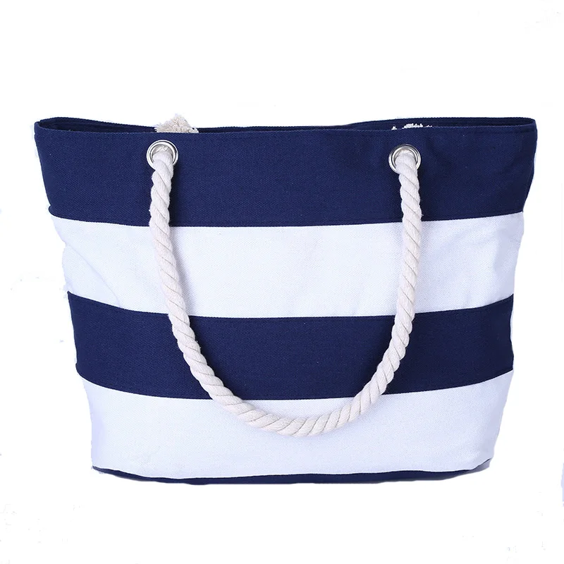 

Large Tote Cotton Bags Striped Beach Bag Gym Travel Women Hand Bags Casual Tote Canvas Zipper & Hasp,zipper Geometric as Photos