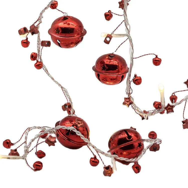 Christmas decoration 16L metal Jingle bells LED indoor light chain battery operated