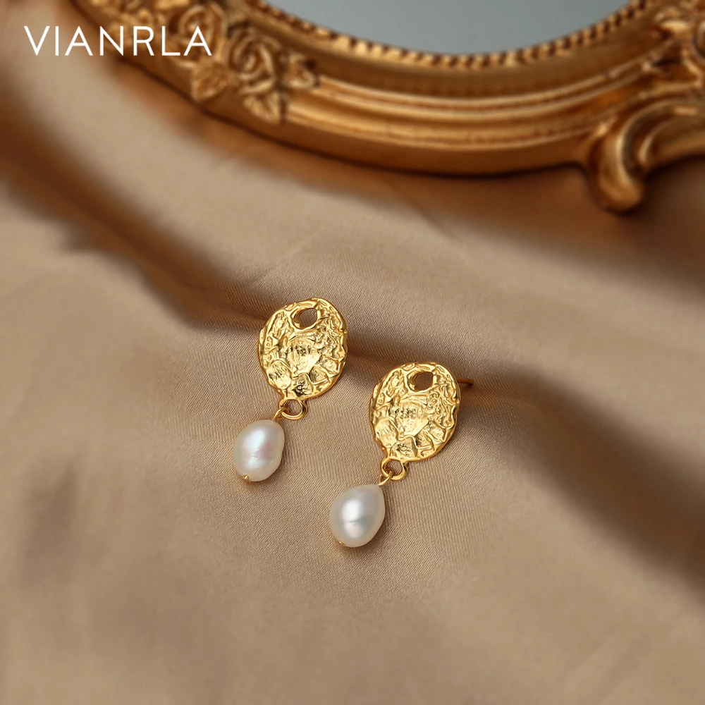 

VIANRLA handmade freshwater pearl earrings 925 sterling silver pearl earring dangle baroque pearl earrings