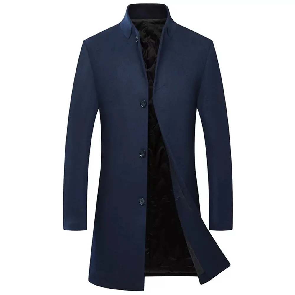 

Premium Winter Coat Men's Long Wool Coat With Slim Fit, Black/navy