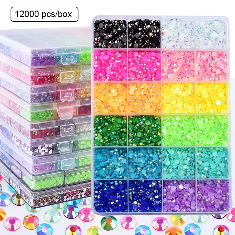 

Blinginbox 12000pcs Mixed Colors Crystal Candy Stone Resin Clear Ab Rhinestones Flat Back Crystal for DIY Nail Bags Art Crafts