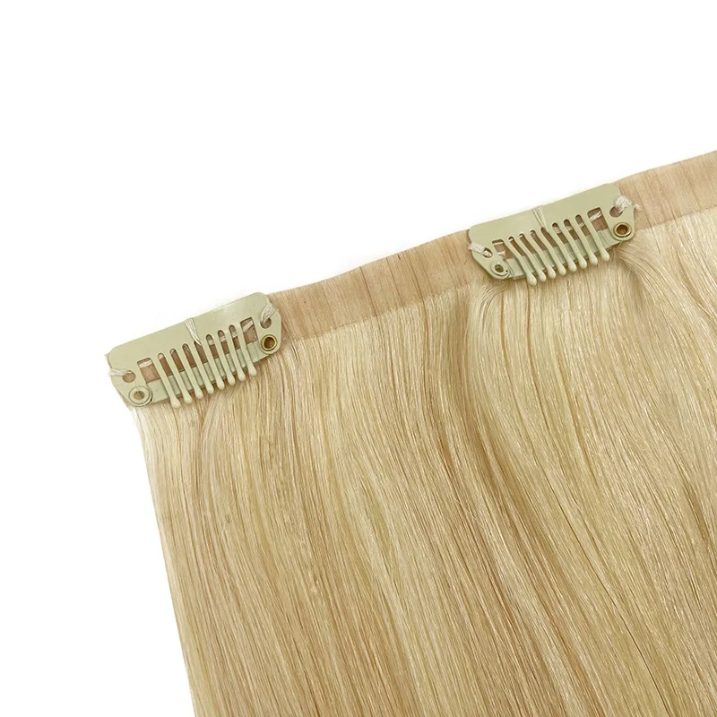 

Russian Blonde Virgin Remy Hair Pu Seamless Clip in Hair Extensions With Cuticle Aligned