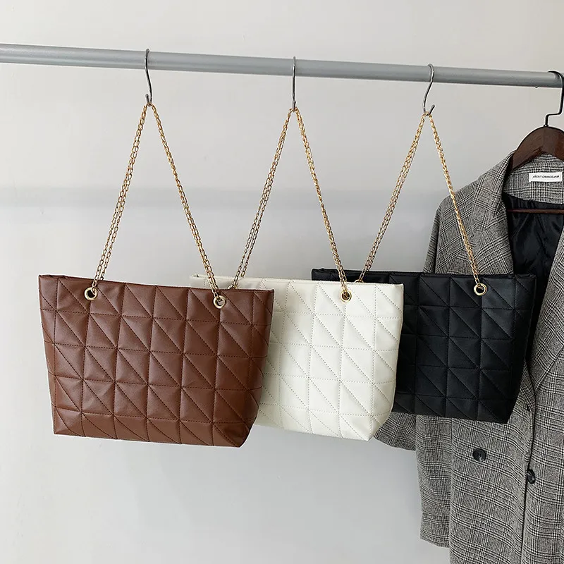 

2022 Hot Selling Fashion trends Lattice Large Women Sling Shoulder Tote Bag Designer ladies bags leather handbags, 3 colors