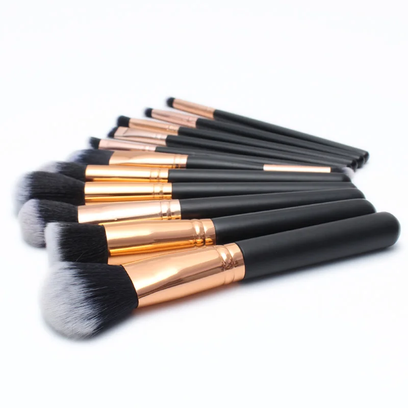 

Fashion Comfortable Travel Portable Artificial Fiber 11 Pieces Glitter Set Makeup Brush, Black