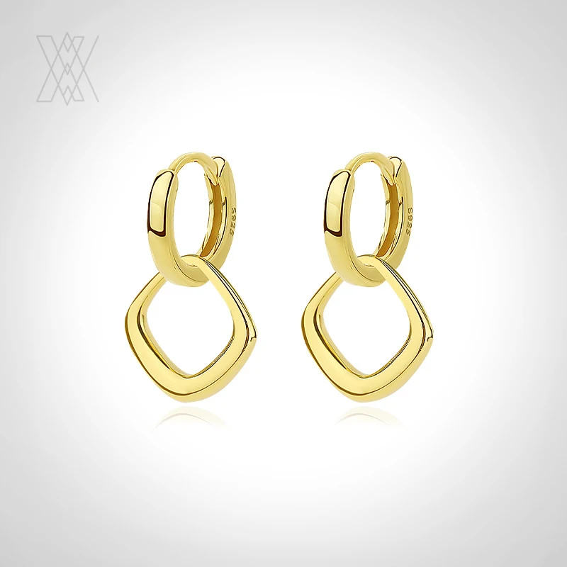 

VIANRLA 925 Sterling Silver Geometric Double Hoops Earrings 18k Gold Plated Hoops Earrings Dropshipping