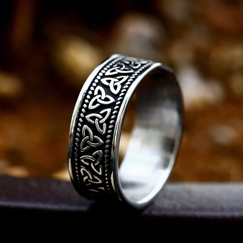 

SS8-1207R Viking Nordic Celtic Knot Amulet Ring Men's Ring Bands Ring For Couple Engagement Jewelry Fashion Jewelry