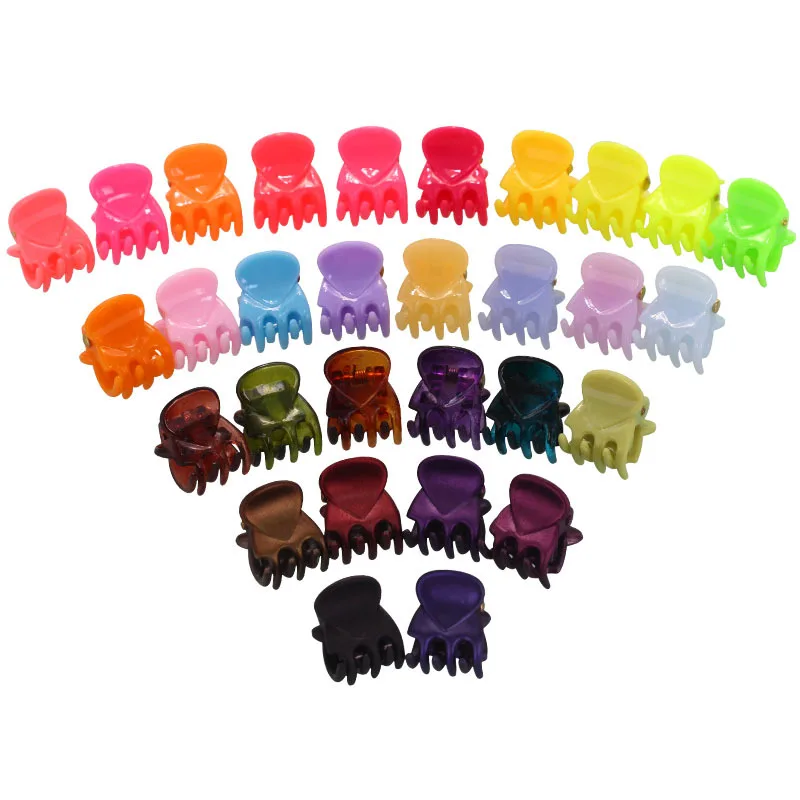 Womens Girls Hair Clips Claw Clamps Small 1.5cm Colourful Plastic Hairclip UK 