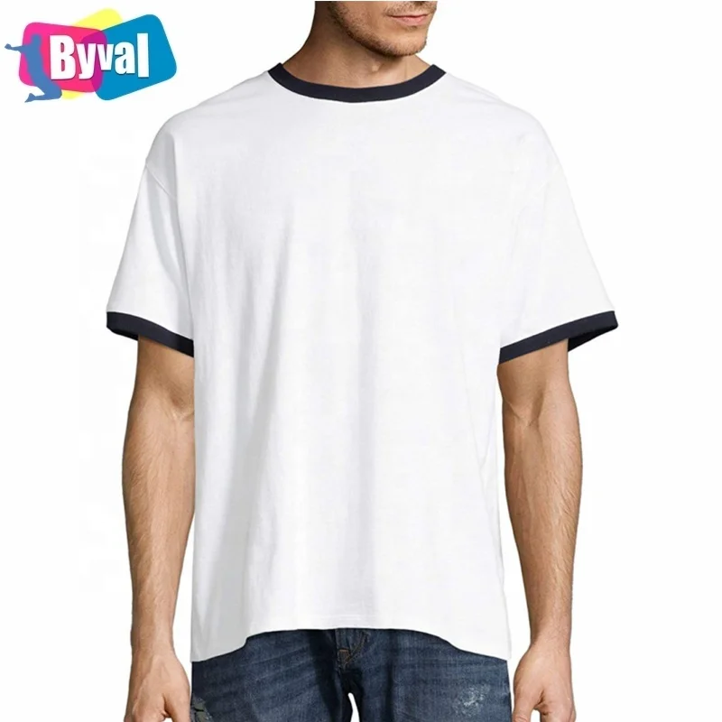 

Byval Men's 100% Cotton Younger Boys Blank Solid Color Custom Logo Printing Short Sleeves Factory Wholesales Price Ringer Tees