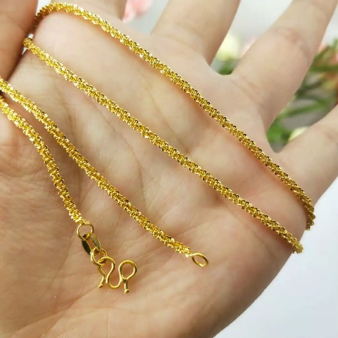 

JINPINHUI jewelry 24 k gold plated 55cm long chain necklace for woman