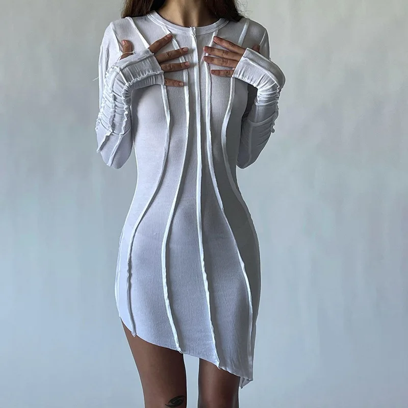 

New Arrival Y2k Tank Top Dresses Lady Elegant Sexy long sleeves irregular Beach Dress Women Clothing