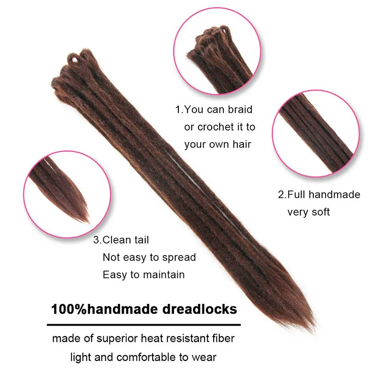 DSoar T2/38 Color Crochet Dreads Hair Synthetic Dreadlocks Extensions  20Inch