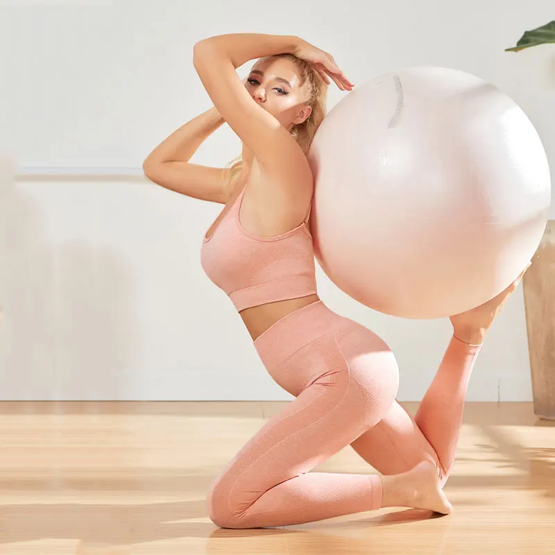 

Sports tight running breathable knit seamless yoga suit pantsuit