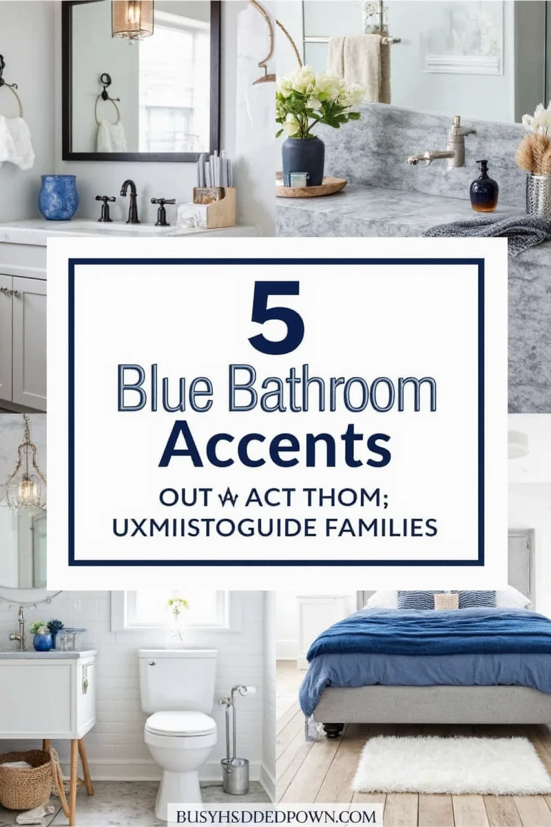 Blue artwork and accessories in a child-friendly bathroom
