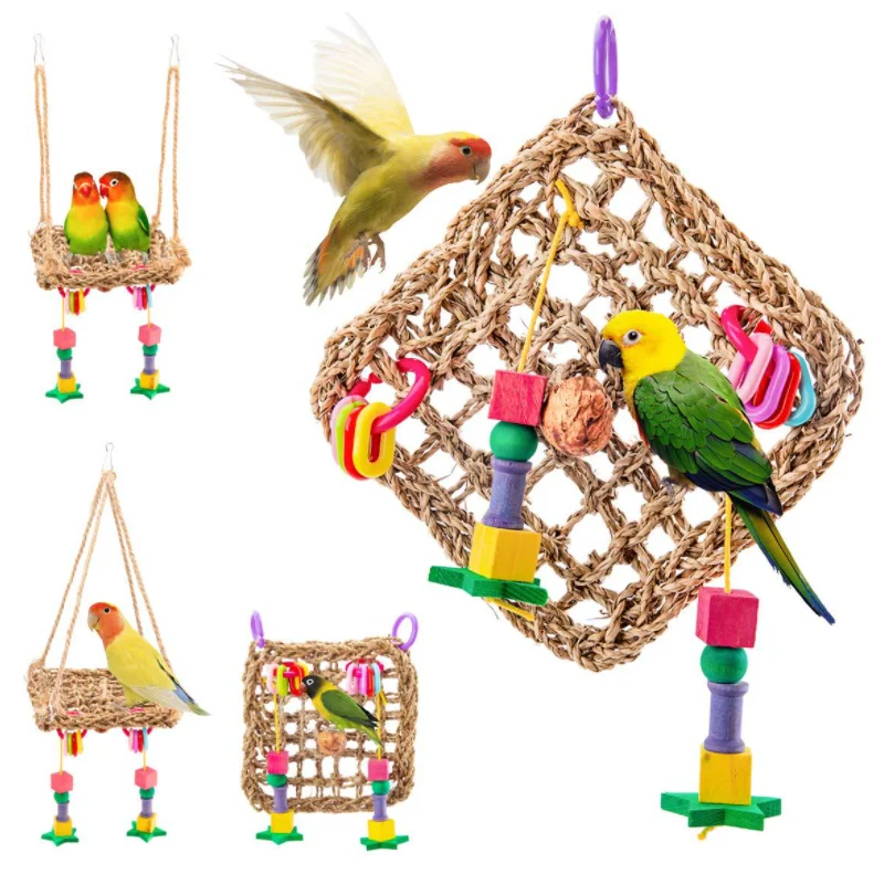 

Seagrass Foraging Wall Bird Toy Bird Foraging Wall Toy Climbing Hammock Mat Colorful Chew Toys