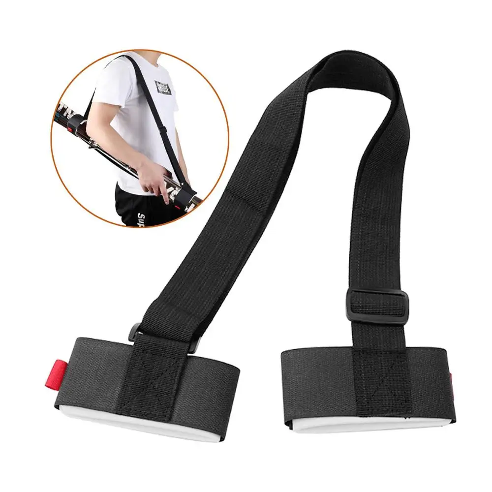 

Adjustable Skiing Pole Hand Handle Shoulder Hook Loop Nylon Carrier Carrying Logo Custom Ski Strap, Black