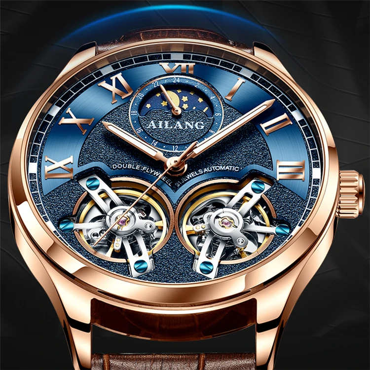 

AILANG Original design watch men's double flywheel automatic mechanical watch fashion casual business men's clock Original