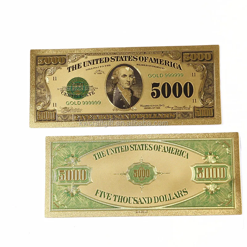 Gold Plated Banknote Gift Custom Currency Dollar Bills 24k Gold Foil