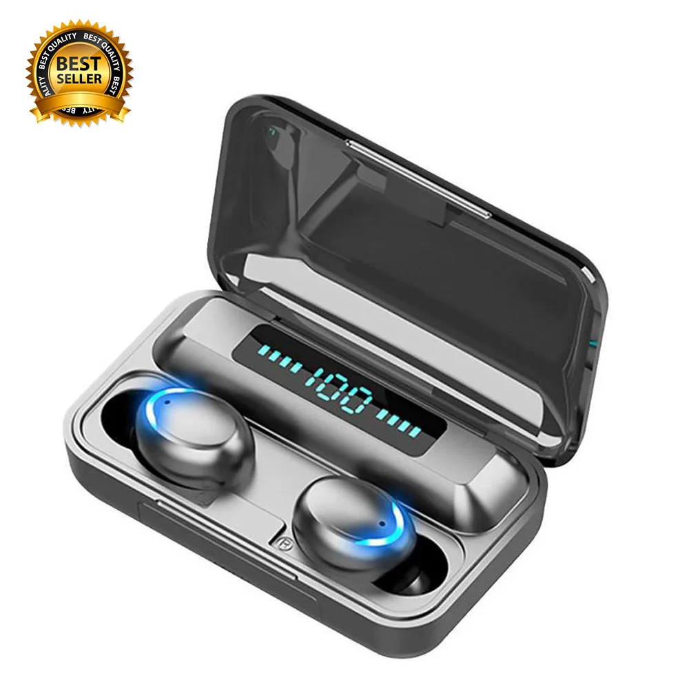 

TWS Earbuds Customized Auriculares Led Light Digital Battery Display Waterproof Sport 2000mAh Charging Box F9-5 Earphone