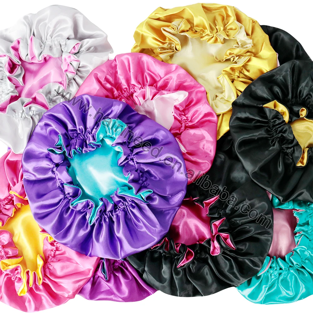 

mix color mommy and me set double layers satin hair bonnet sleeping cap in stock