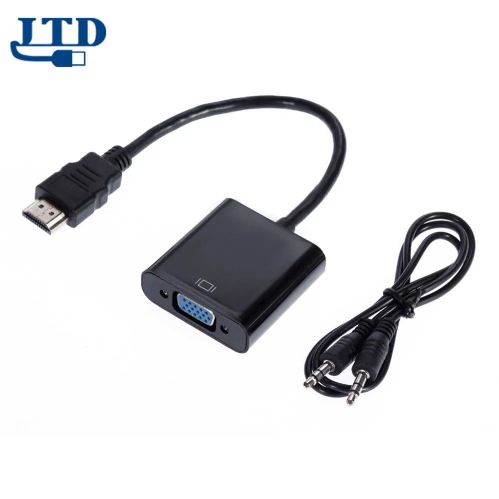 

HDMI to VGA Adapter Male to Female Cable Converter with Audio Output, Black