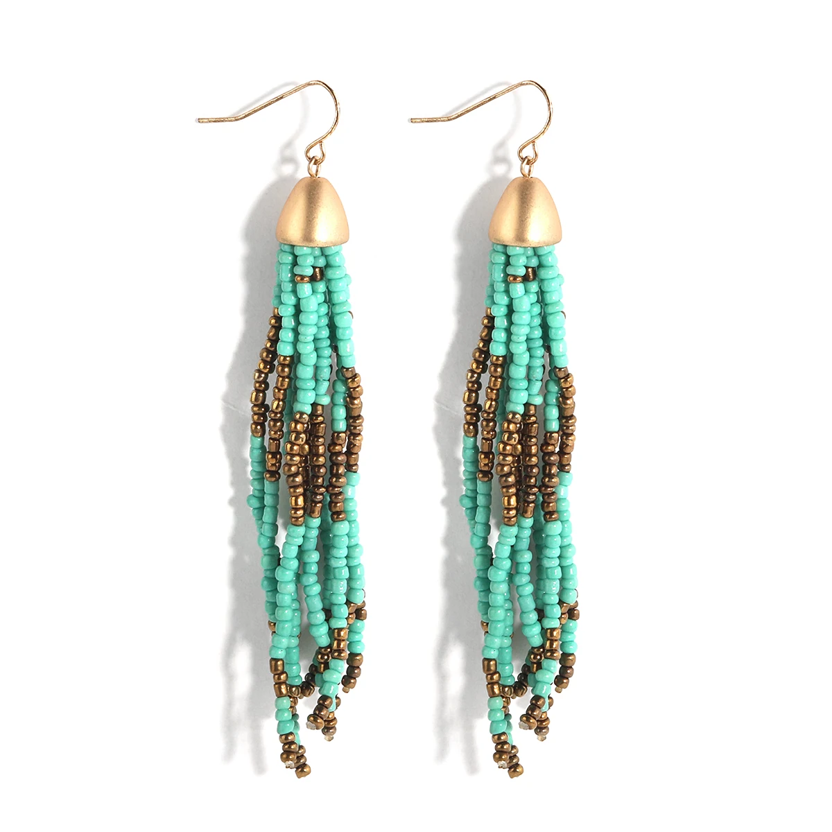 

2022 Customized Bohemian Exquisite Elegant Handmade Seed Bead long tassel handmade earrings for women