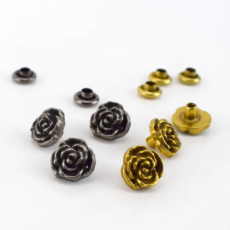 

Meetee BF440 Alloy Rose Rivet Buckles Retro Brass Rivet Screw Button Decor Nail Buckle DIY bags Leathercraft Accessories