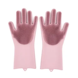 Anti-slip Heat Insulation Reusable Silicone Dishwashing Gloves for Kitchen and Bathroom Cleaning