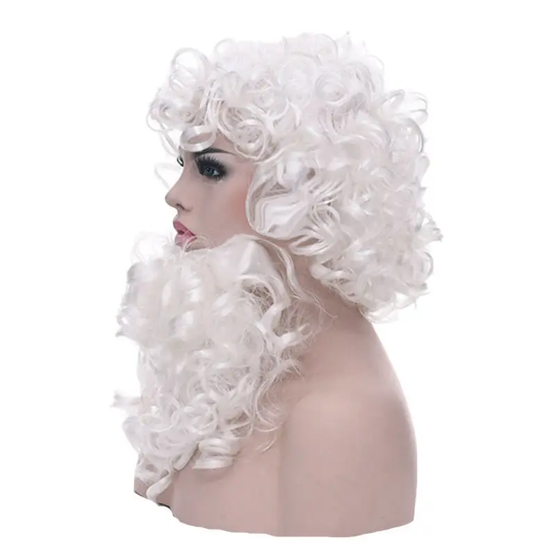 

LW-26WH Cheap Party Christmas Claus Beard Wig Wholesale Wigs Hair, White