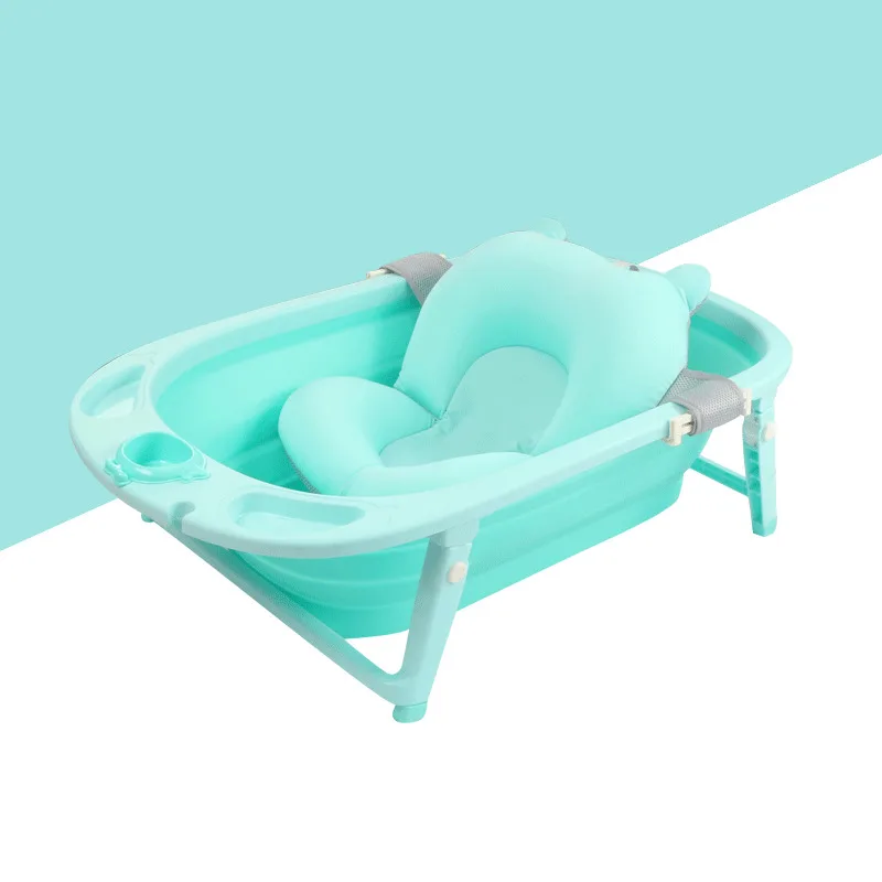 

Baby Folding Bathtub, Infant Collapsible Portable Shower Basin with Non Slip Mat easy for travelling, Blue/green/pink/white blue/white pink