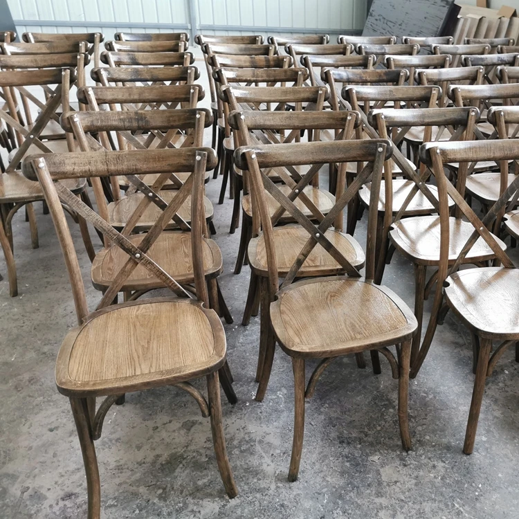 DAntique Color Solid Beech Wood Cross Back Wedding Dining Chair 
