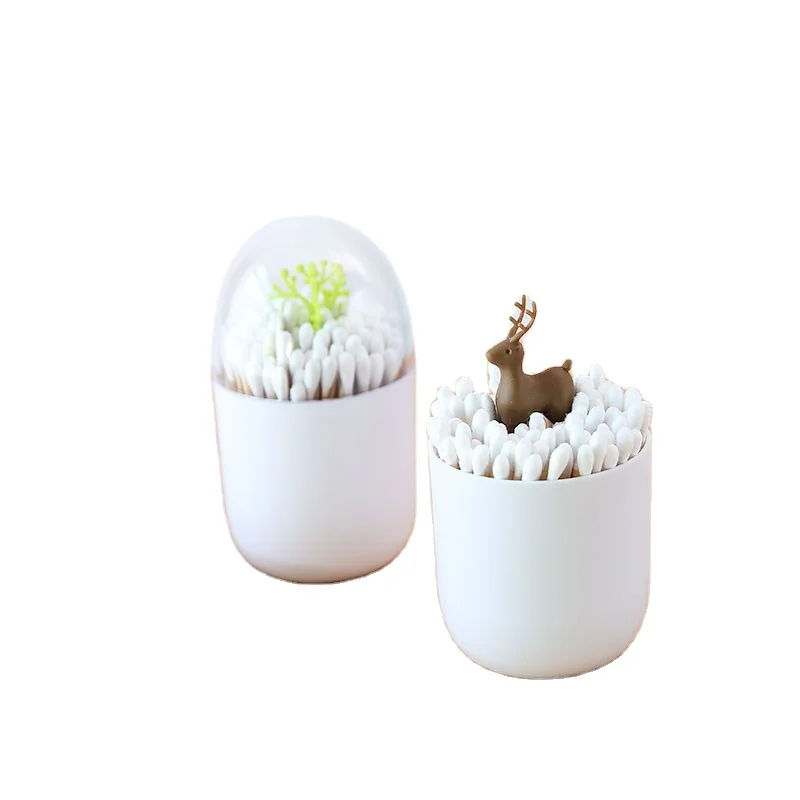 

Toothpick Storage Box Transparent Cover Plant / Animal Cotton Swab Toothpick Box Home Storage Tank