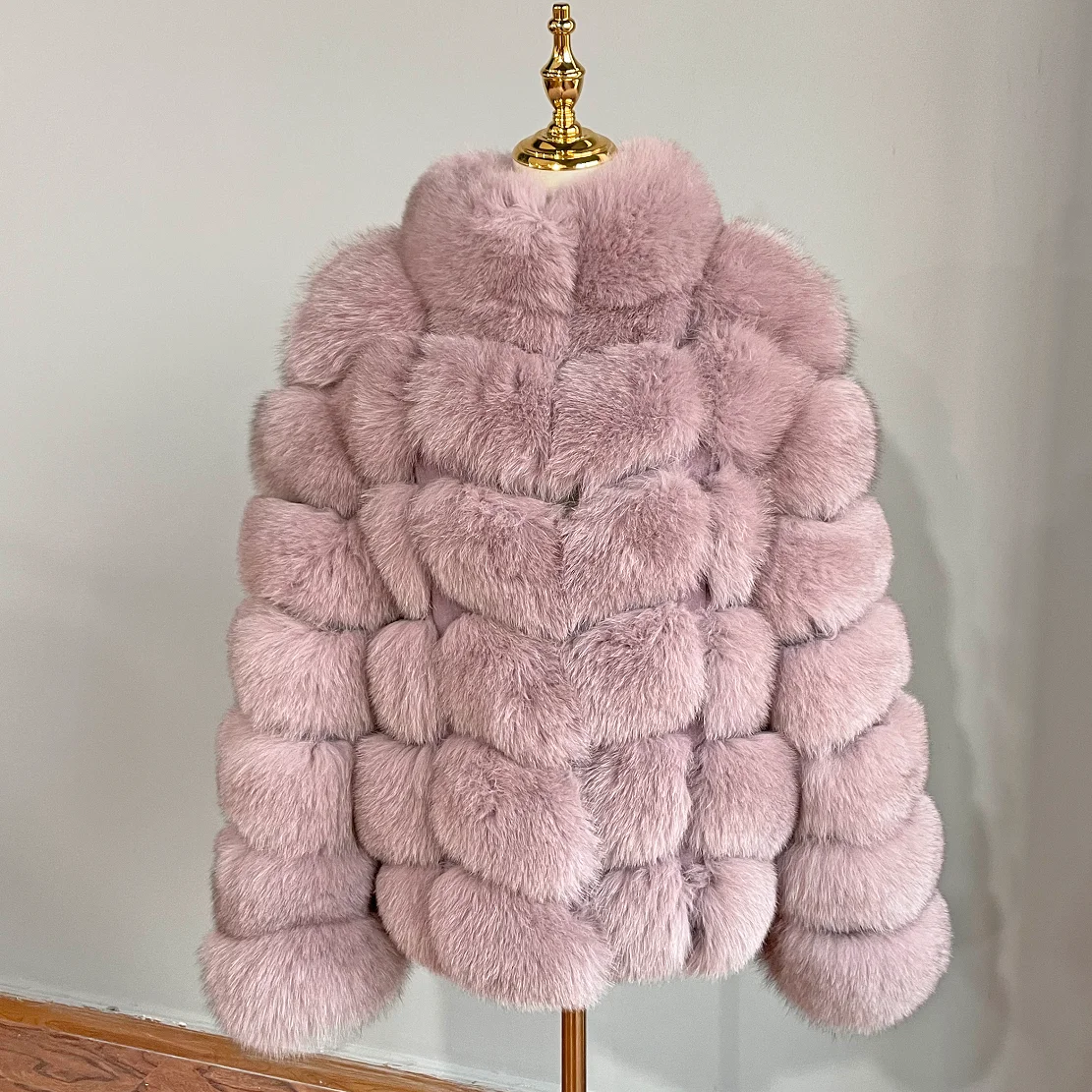 

QIUCHEN QC21166 Fashion Women Ladies Winter Wholesale Price Pink warm Fluffy Natural Fox Fur Coat Fur Jacket