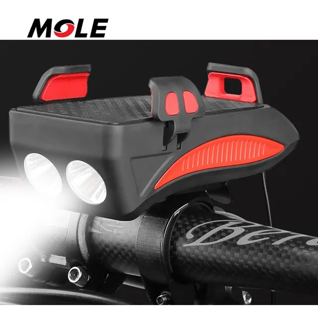 FREE SAMPLE  Bike Light With Bike Horn  Phone Holder Power Bank 4-In-1 400 Lumens Usb Rechargeable Waterproof Cycling Light