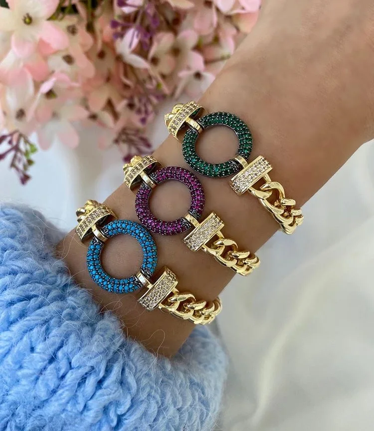 

Shining Jewelry Charm Bracelet Color Zircon Gift Party Trendy 2020 Wholesale Fashion for Ladies