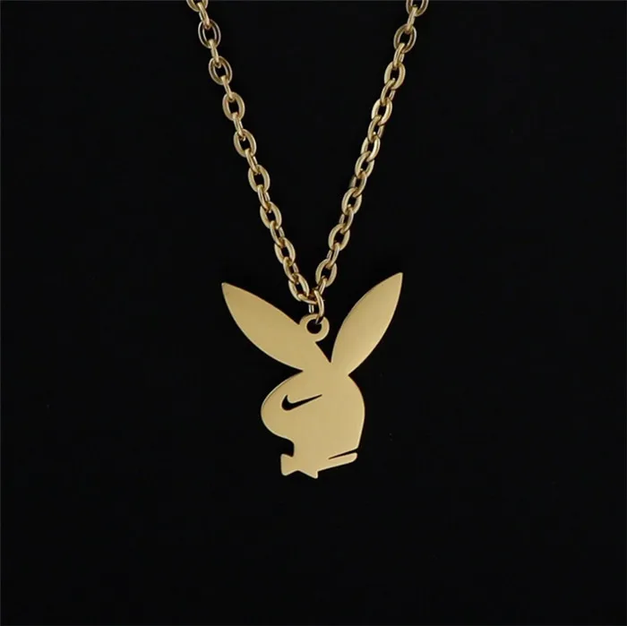 

StreetwearLink Chain Findings Charms Stainless Steel Jewelry Play Boy Bunny Tick Swoosh Necklace