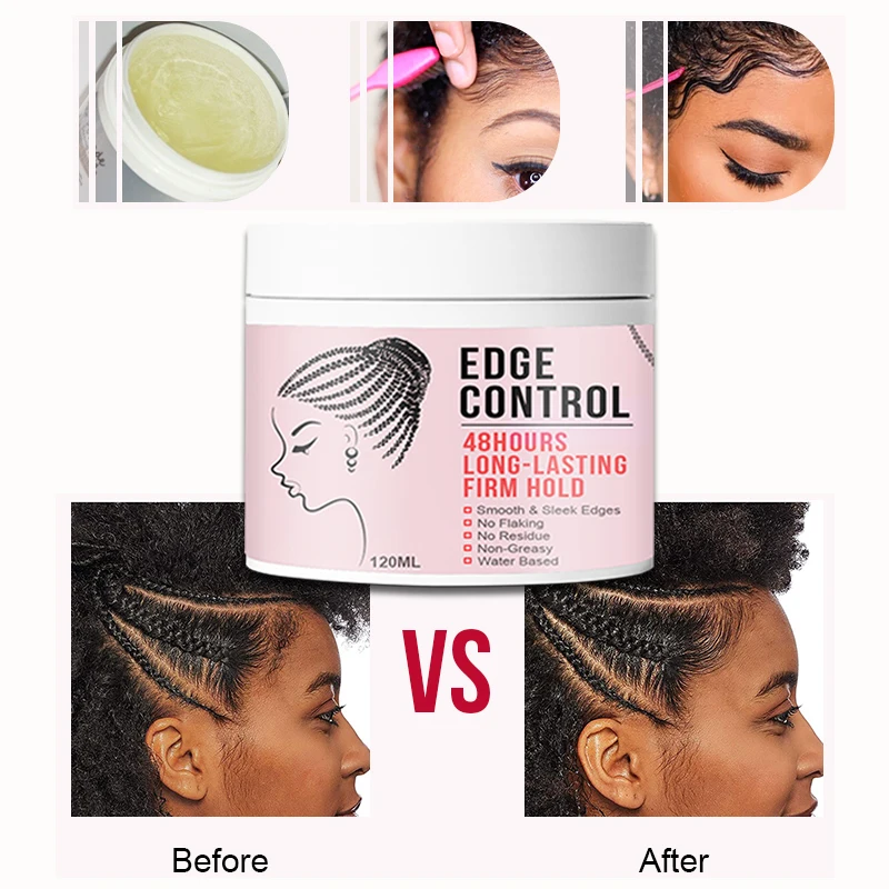 

Top Selling Natural Extreme Hold 4C Hair Instant Control Edge Control Fast Dry No Flake Private Label