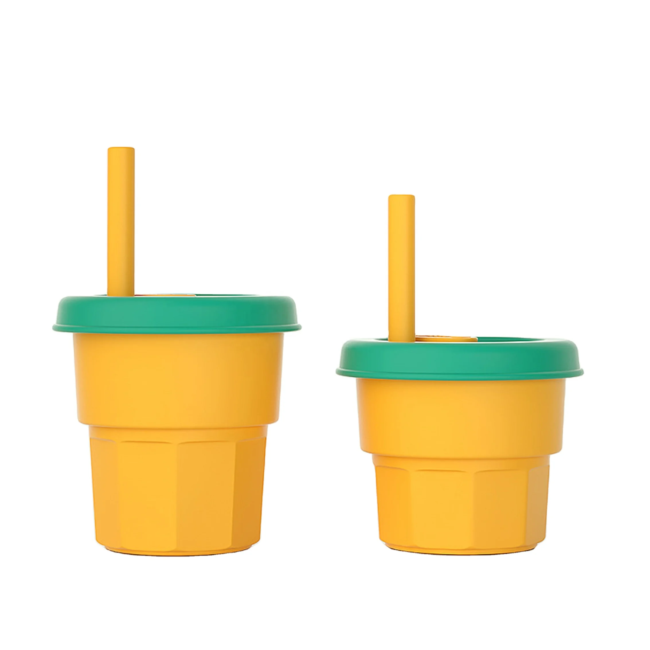 

Amazon Hot Selling Food Grade Silicone Anti-Drop And Anti-Overflow Baby Kids Drinking Silicone Straw Cup With Lid Drinking Tool, Red,pink,green,orange
