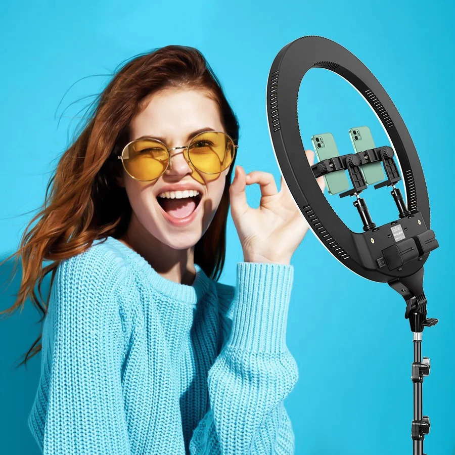 

High Quality Remote Control 18" 19Inch Ringlight Makeup Beauty Live Stream Selfie Ring Light With Tripod Stand and Carry Bag, Black