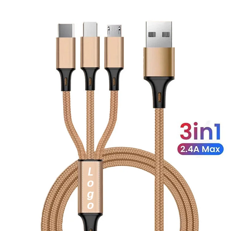

Hot Selling Multiple Universal 3in1 Charger One USB Multi 3 in 1 Charging Data USB Cable for Phone Micro USB Type C