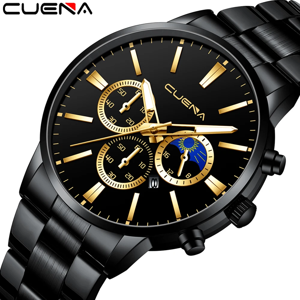 

CUENA online shopping fashion stainless steel quartz watch for men montre homme, 17 colors