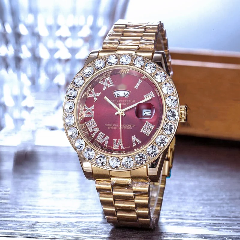 

24 Hour Online Watch Crystal Square Dial Watch Mens Diamond Watch
