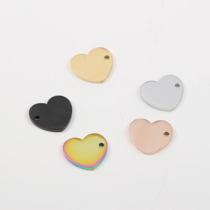 

Mirror Polished Black Rainbow Pendant Stainless Steel Heart Charms for Jewelry Making