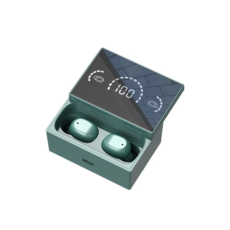 

Slide Design HD Mirror Digital LED Display Wireless TWS Earphones with Charging Box 9D HIFI Stereo Earbud Headset